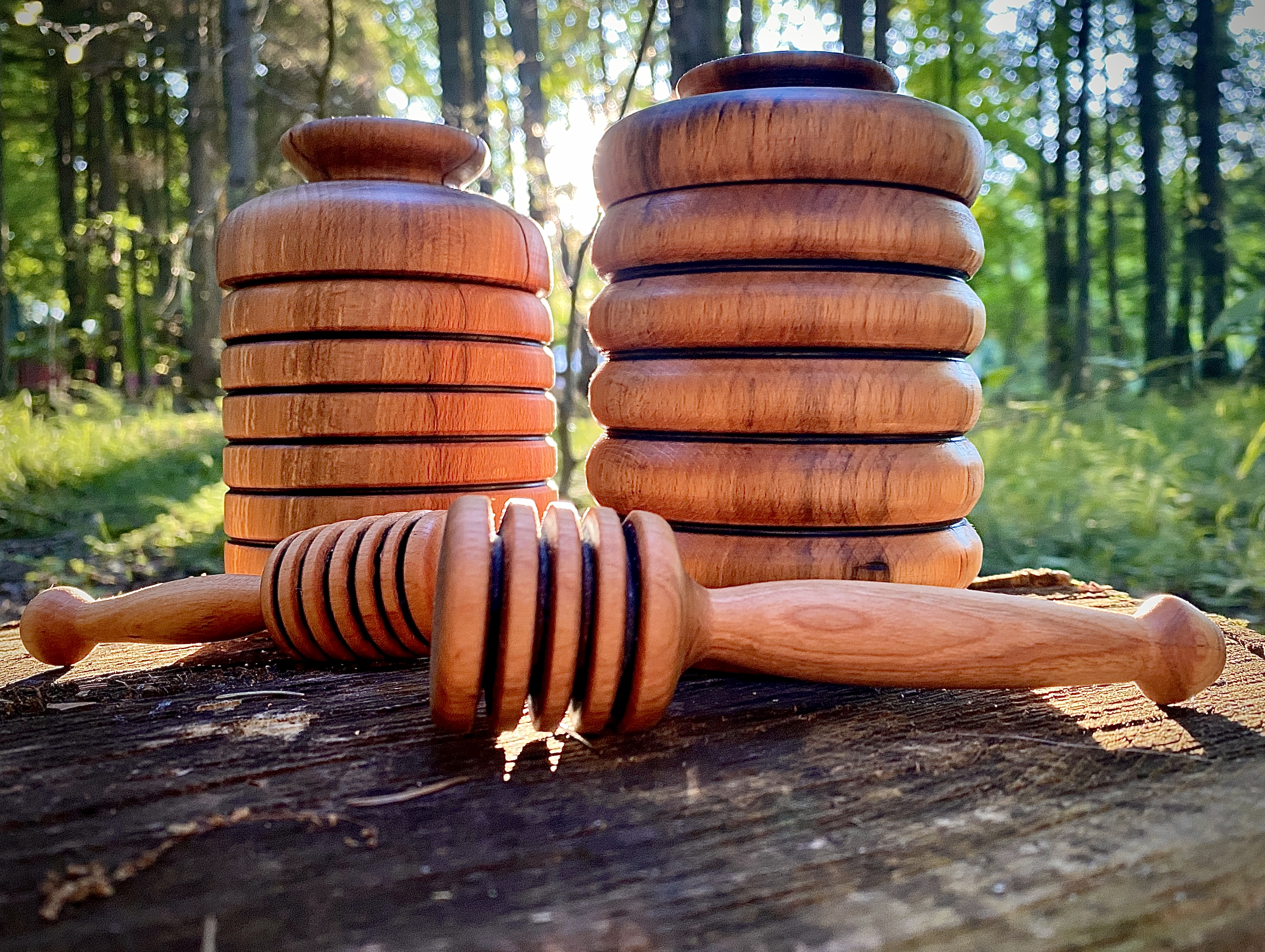beehive honey pot with honey dipper