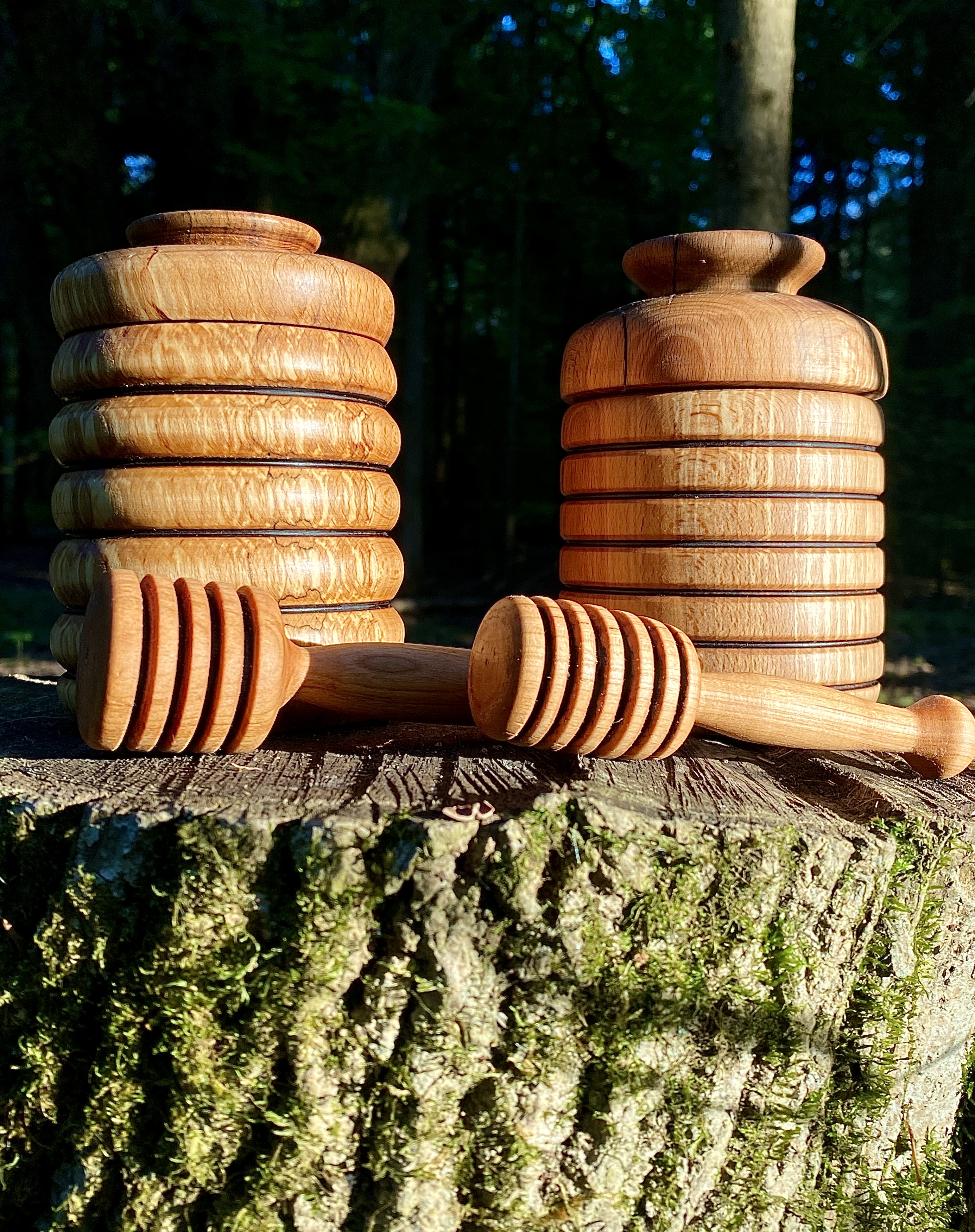 handmade wooden honey pots spalted maple