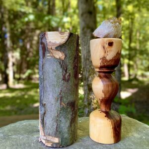 handmade wooden hackberry candle stand