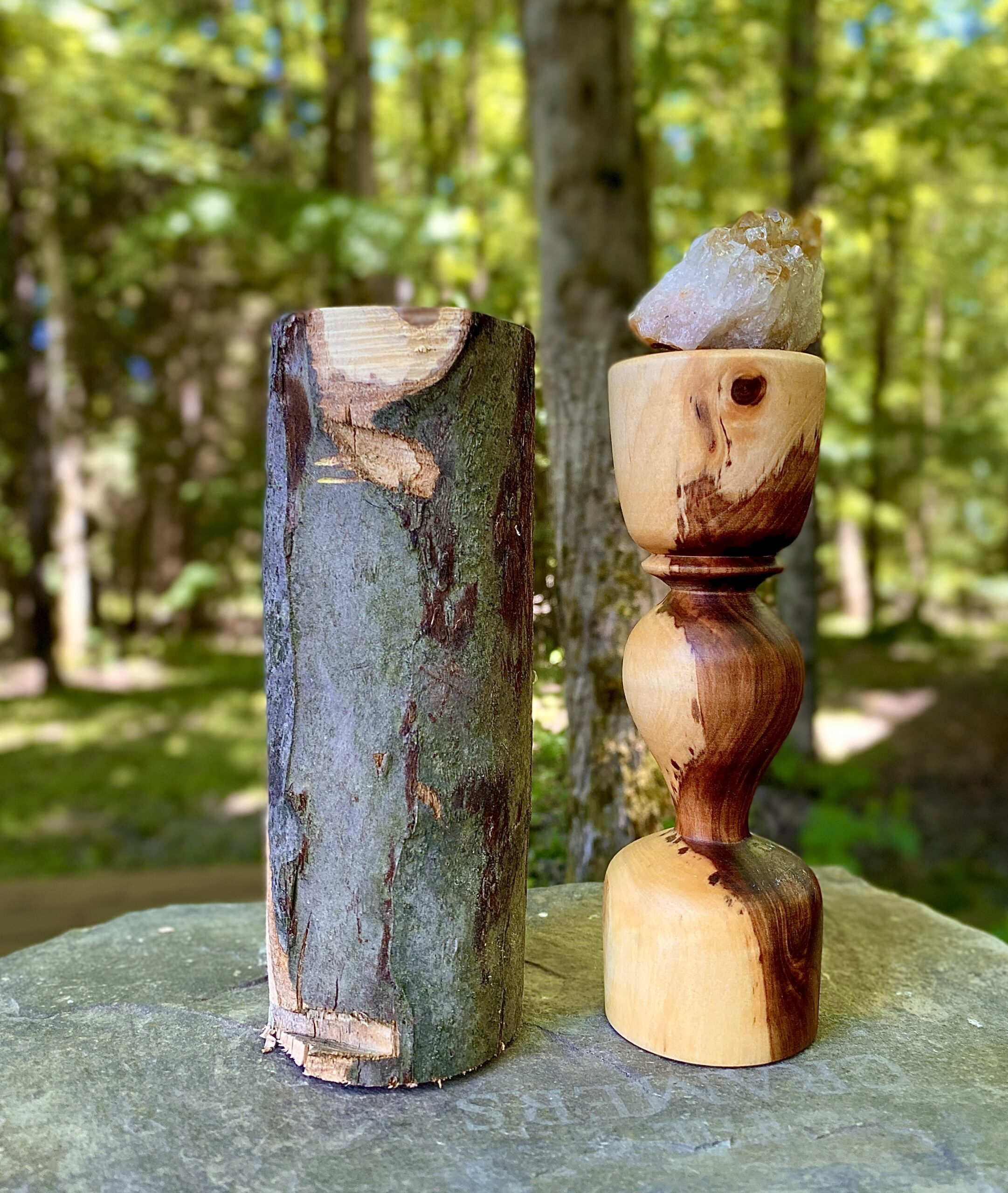 handmade wooden hackberry candle stand