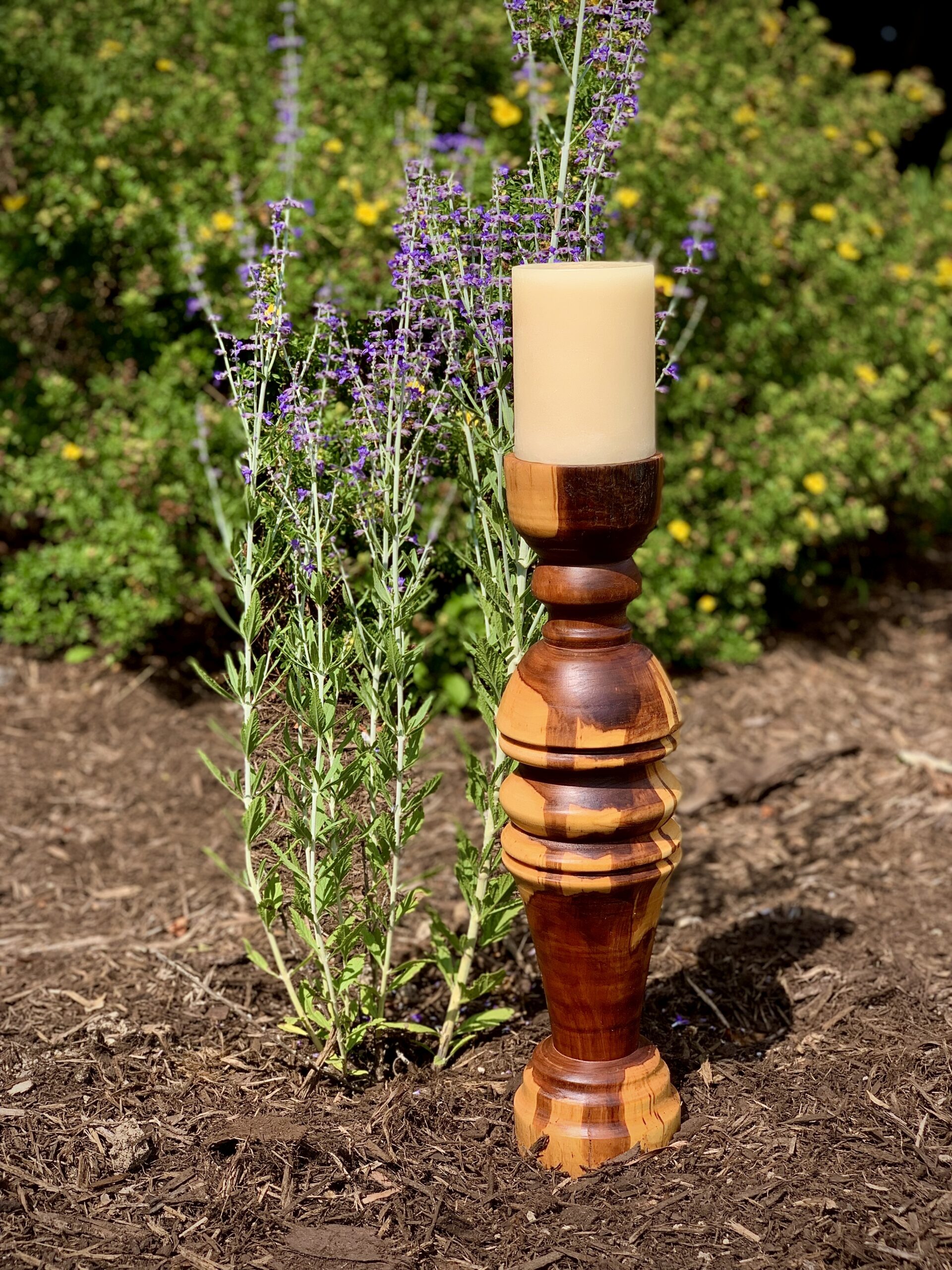 handmade wooden candle stick